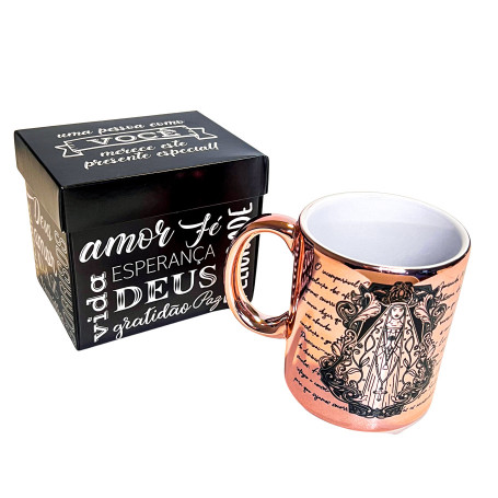 CANECA DE CERÂMICA - APARECIDA - ESPELHADA ROSÊ