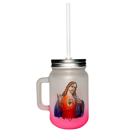 COPO COM CANUDO - SAGRADO CORAÇÃO - ROSA