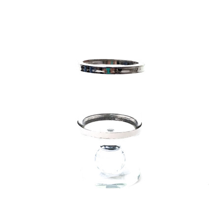 CASTIÇAL DE VIDRO COM BORDA PRATA - 12CM