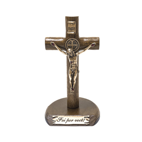CRUCIFIXO DE MESA - FOI POR VOCÊ - 14CM