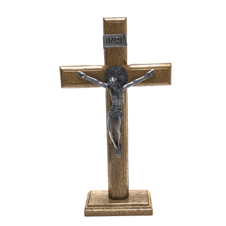 CRUCIFIXO DE MESA - SÃO BENTO - ONIX - 28CM 