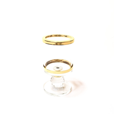 CASTIÇAL DE VIDRO COM BORDA DOURADA - 12CM