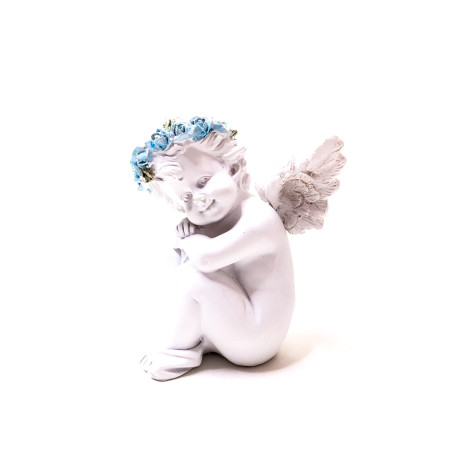 ANJO COM COROA DE FLORES - AZUL