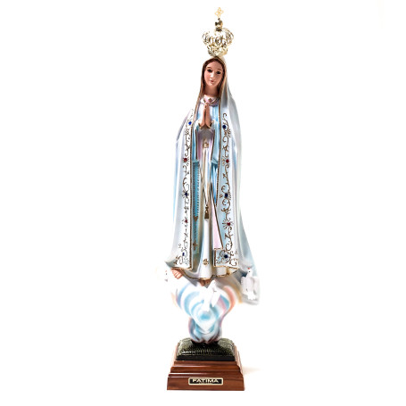 IMAGEM NOSSA SENHORA DE FÁTIMA PORTUGUESA - 55CM - PINTADA - OLHOS DE VIDRO