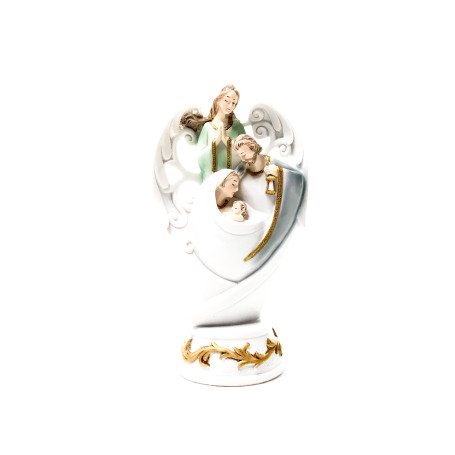 IMAGEM SAGRADA FAMÍLIA COM ANJO ESTILIZADA - 18CM