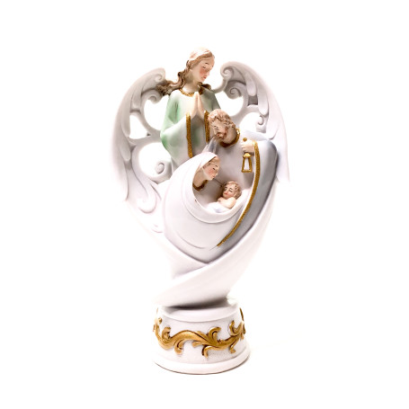 IMAGEM SAGRADA FAMÍLIA COM ANJO ESTILIZADA - 25,5CM