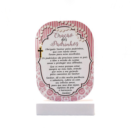 MADEIRINHA DE MESA - ORAÇÃO DOS PADRINHOS - ROSA