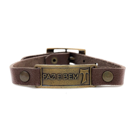 PULSEIRA DE COURO - PAZ E BEM - MARROM