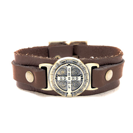PULSEIRA DE COURO DUPLA - SÃO BENTO - MARROM