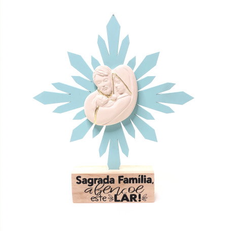 ENFEITE DE MESA - AZUL - RESPLENDOR COM SAGRADA FAMÍLIA