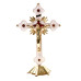 CRUCIFIXO DE METAL RESINADO - DOURADO E BRANCO